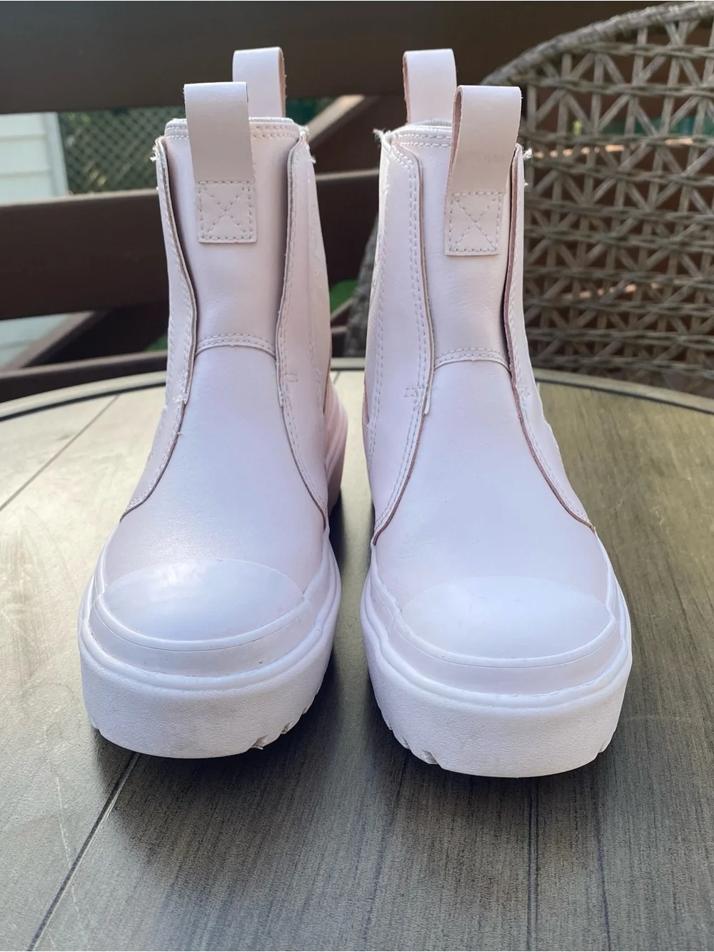 Converse Women's Pale Pink Platform Booties water upper textile rubber